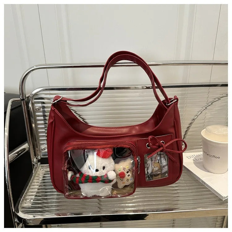Y2k Harajuku Shoulder Bag Women Korean Transparent Ita Bag School Crossbody Bag Female Japanese Designer Preppy Handbag Purse