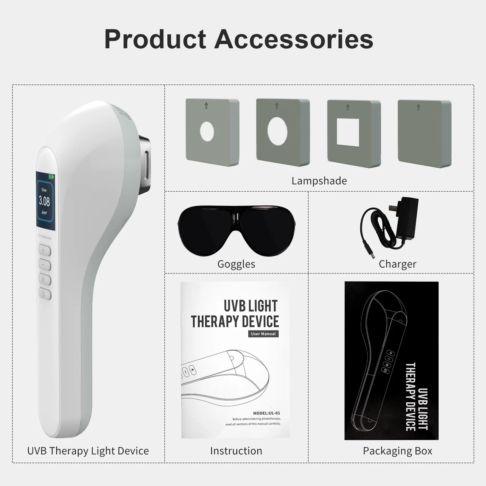 308nm Household Ultraviolet Phototherapy Instrument, Vitiligo Treatment, UVB Lamp Laser for Therapy, Psoriasis, Skin Disease