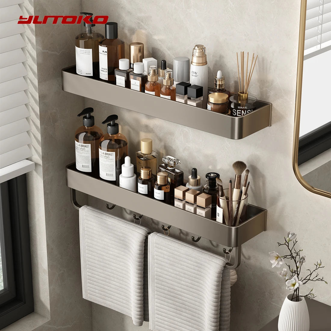 Bathroom Shower Shelf Shower Caddy Wall Floating Shelf Bathroom Toilet Shelf Kitchen Cabinet Storage Shelves Rack Organizers