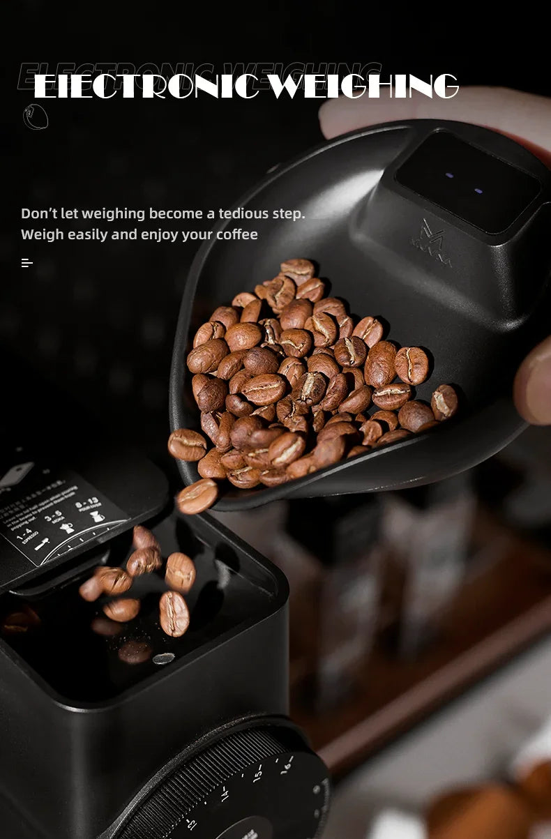 MUVNA Electronic Scale Bean Tray Espresso LED Weighing 0.1g ABS Electronic ScaleHigh Precision Measures Black Beige
