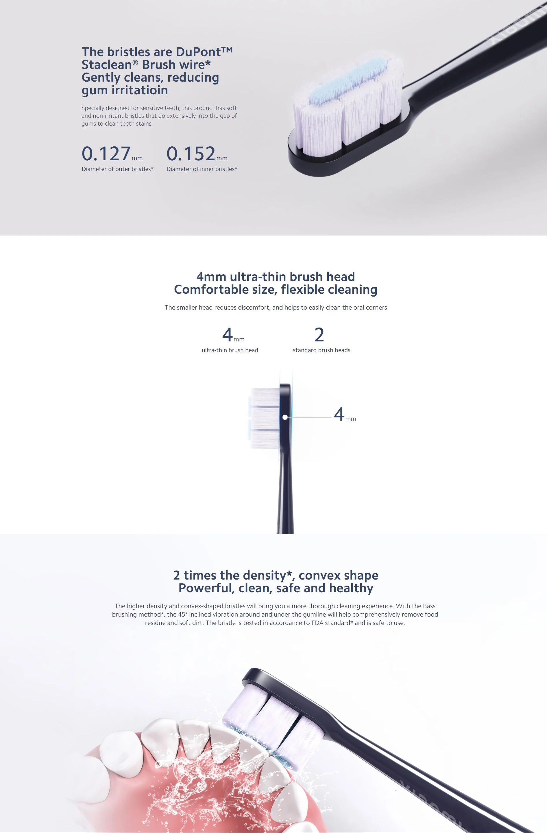 XIAOMI MIJIA T700 Sonic Electric Toothbrush Teeth Whitening Ultrasonic Vibration Oral Cleaner Brush Smart APP LED Display