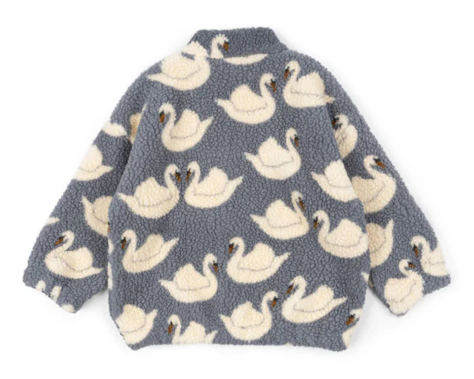 2025 KS Brand Winter Baby Girls Boys Lambswool Cherry Jackets Kids Clothes Boys Sequin Cartoon Outerwear Children's Coats 1-9Yrs