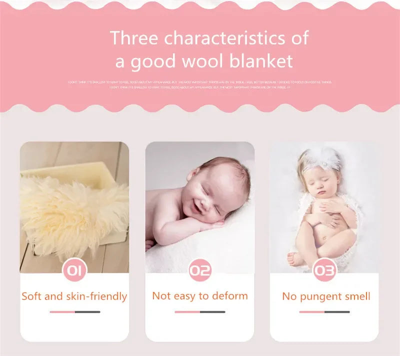 Flokati 100% Wool Blanket Mats Baby Photography Props Newborn Wrap Backdrop Prop for Newborns Photo Shoot Fotografia Accessories