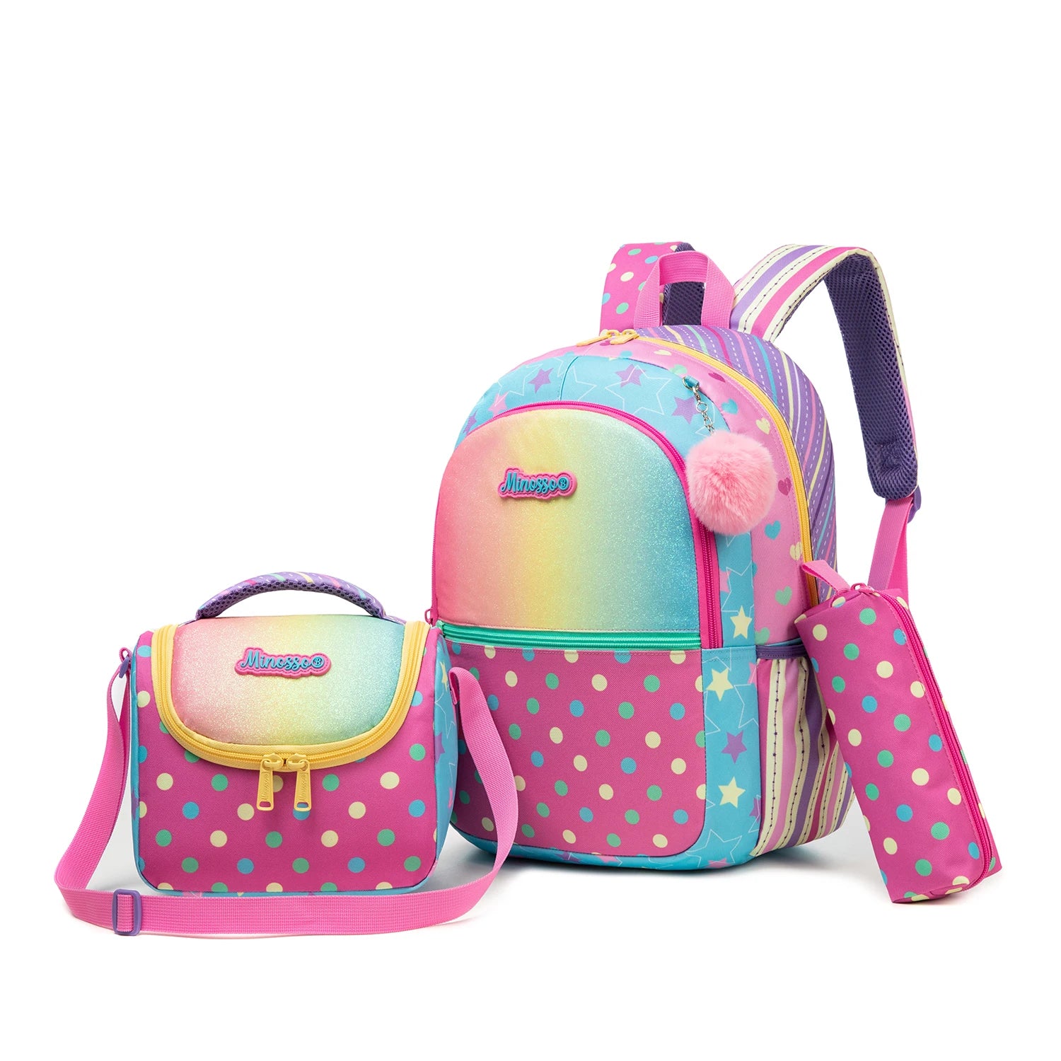 Backpack for Girls with Lunch Bag Pencil Case School Bags Sets for Boys 3pcs for Elementary Student Teen
