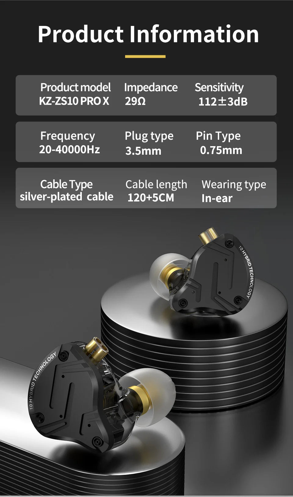 KZ Zs10 pro X Ring Iron Headphones In-ear HIFI High-quality fever-level interchangeable running.