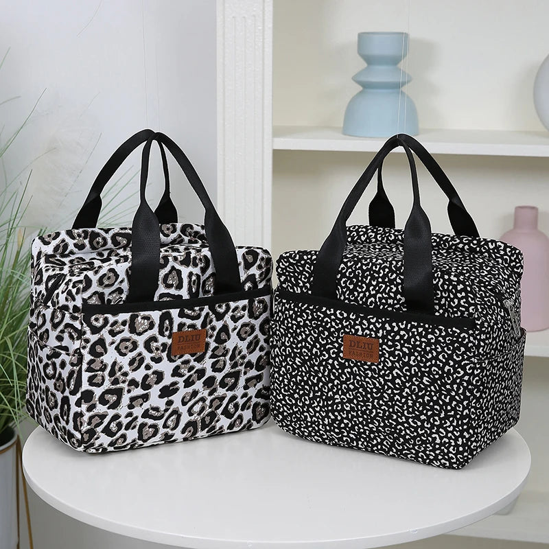 Thickened Nylon Fabric Lunch Bag with Aluminum Foil Inner Large Capacity Portable Lunch Box Storage Bag for Work Picnic Scho