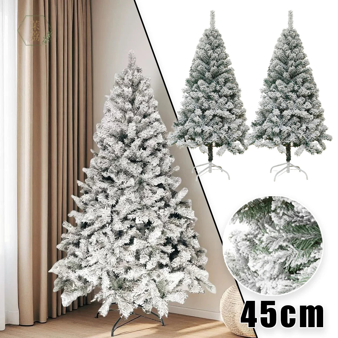 Realistic Snow Flocked Christmas Tree PVC Artificial Pine Tree White Snow Covered Xmas Tree for Store Window Decoration