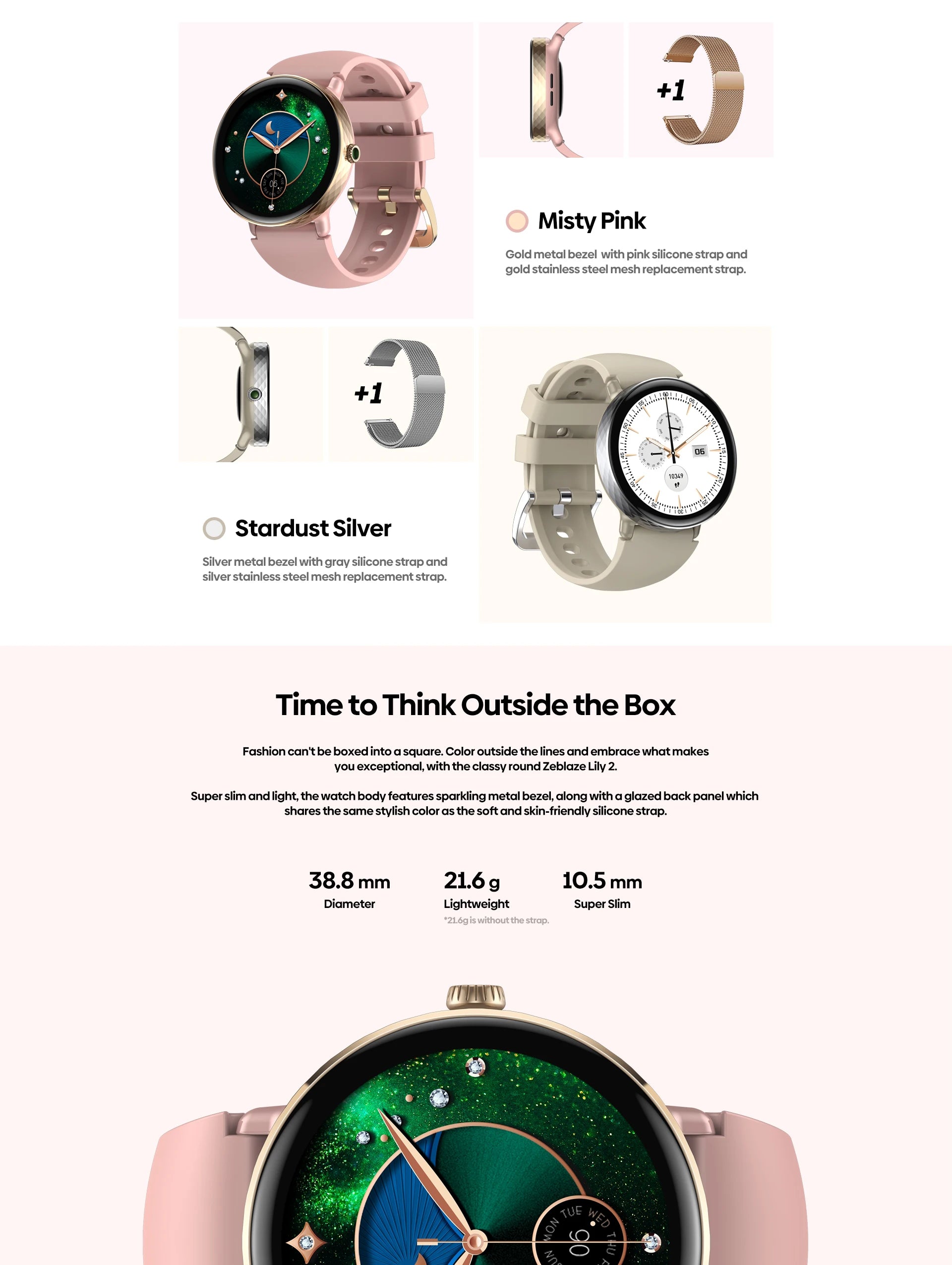 New 2025 Zeblaze LILY 2 Voice Calling Female Smartwatch Double Strap 1.2" HD AMOLED Display Health Monitoring Sports Smart Watch