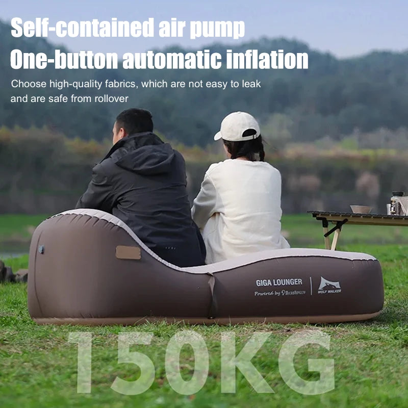 One Click Automatic Inflatable Chair, Outdoor Portable Camping Inflatable Sofa  USB Charging  Family Travel Lazy Air Cushion Bed