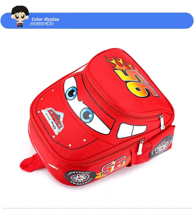 Disney  Cars Lightning McQueen 95 Flame Backpack for  child Water Resistant School Bag Adjustable Strap Multi-Color Cartoon Gift