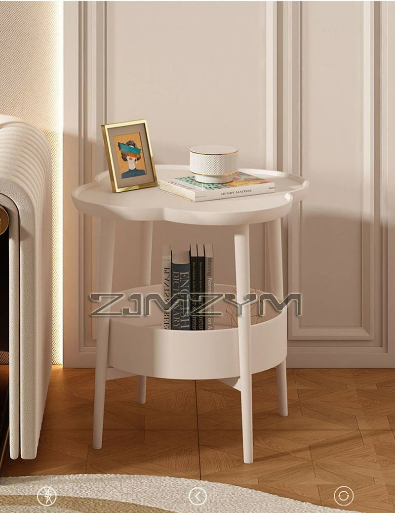 Bedside Table Cream Style Table Four Leaf Modern Minimalist Bedroom Sofa Side Cabinet Storage Table Small Coffee Table