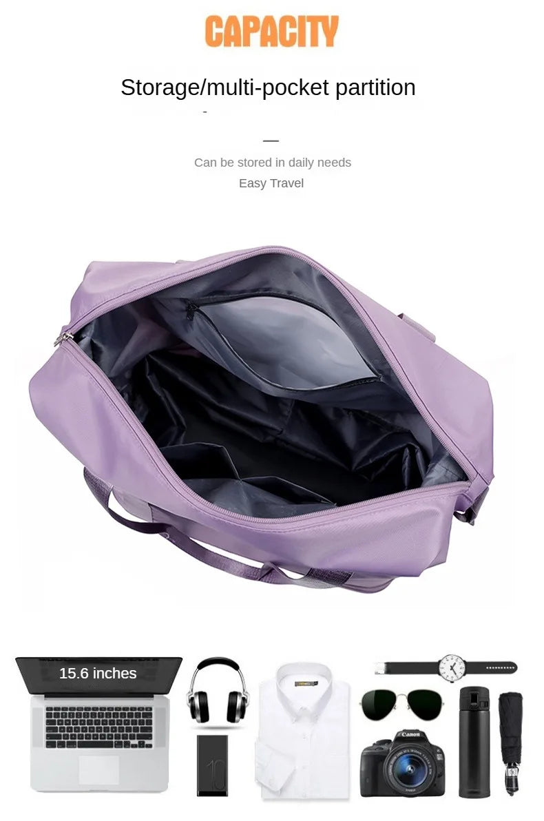 Universal Wheel Expandable Luggage Large Capacity Lightweight Travel Fitness Bag with Dry And Wet Separation Storage