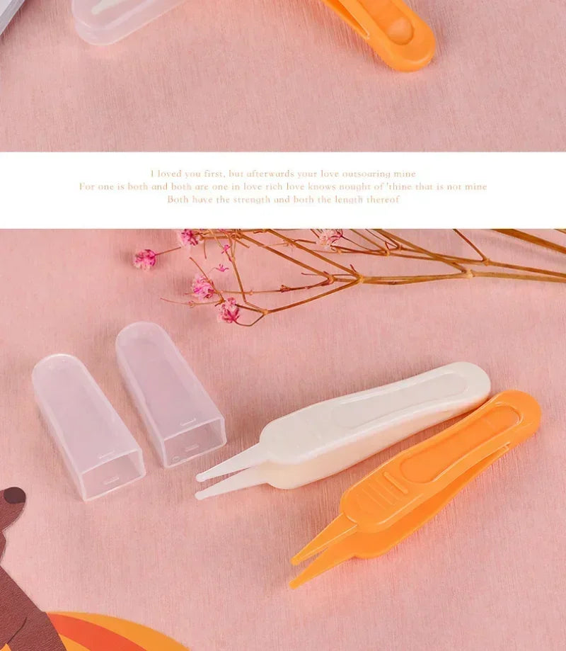 Tweezers Cleaning Forceps Baby Plastic Tweezers Nose Cleaner Tool Toddler Nasal Cavity Care Supplies Baby Essentials Kids Safety