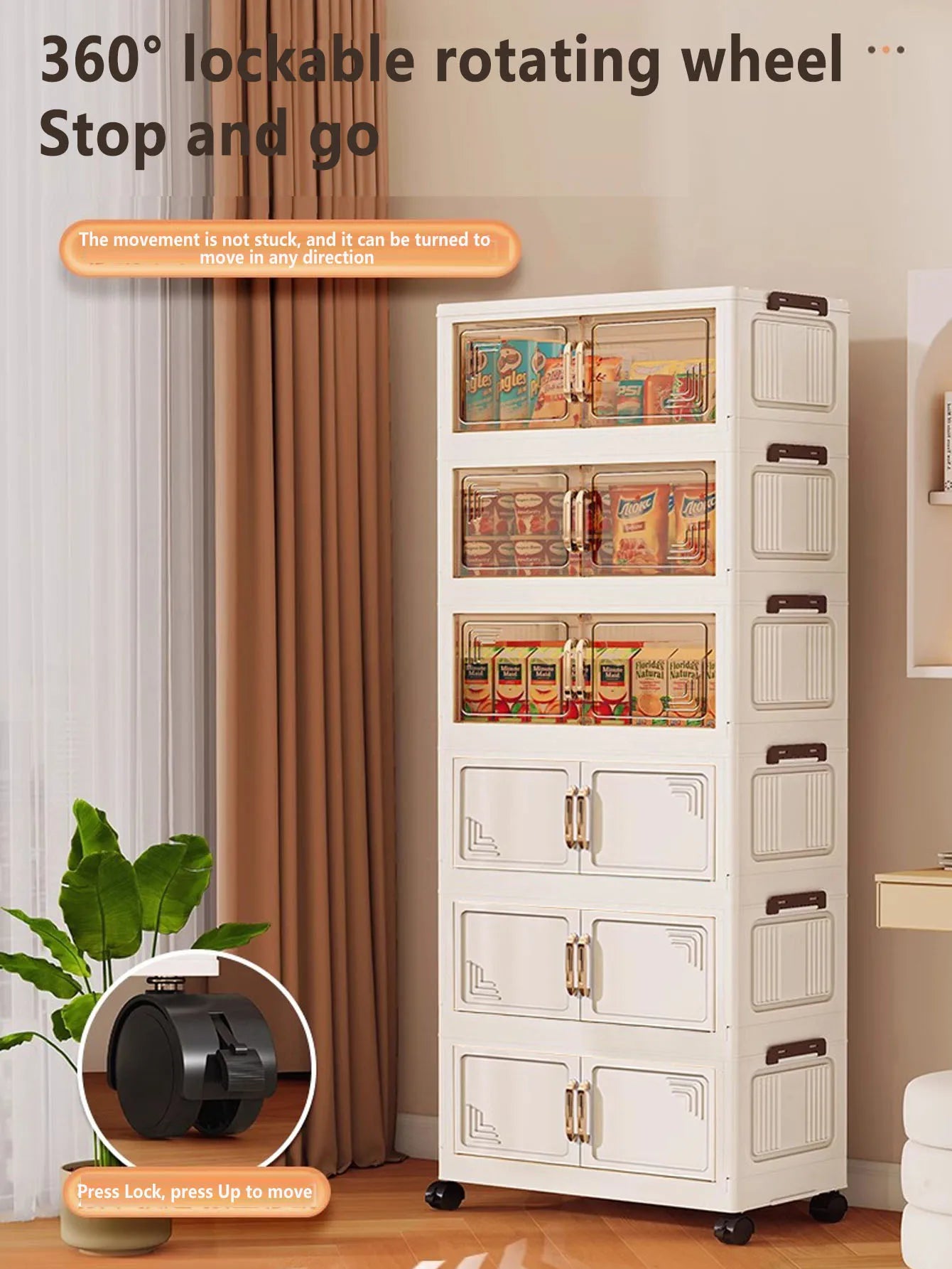 45/55/65cm Length Multifunction Storage Cabinet Large Capacity Foldable Easy-to-Install Storage Box Dustproof Wardrobe
