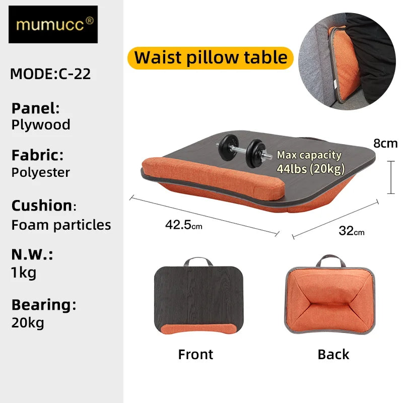 MUMUCC Lazy Laptop Table with Cushions and Slots, Multifunctional  Mini Pillow Table, Portable Room Desk, Office Lumbar Support