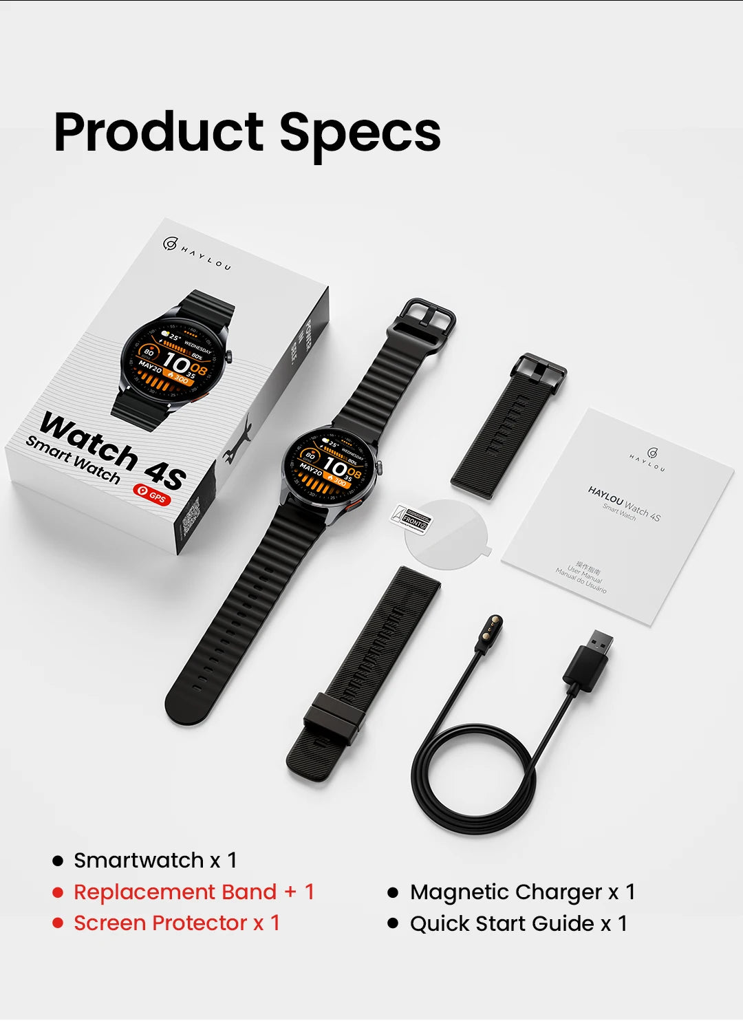 HAYLOU Watch 4S GPS Smartwatch 1.43” HD AMOLED Display 5 Satellite GPS Positioning 120+ Workout Modes Sport Fitness Smart Watch