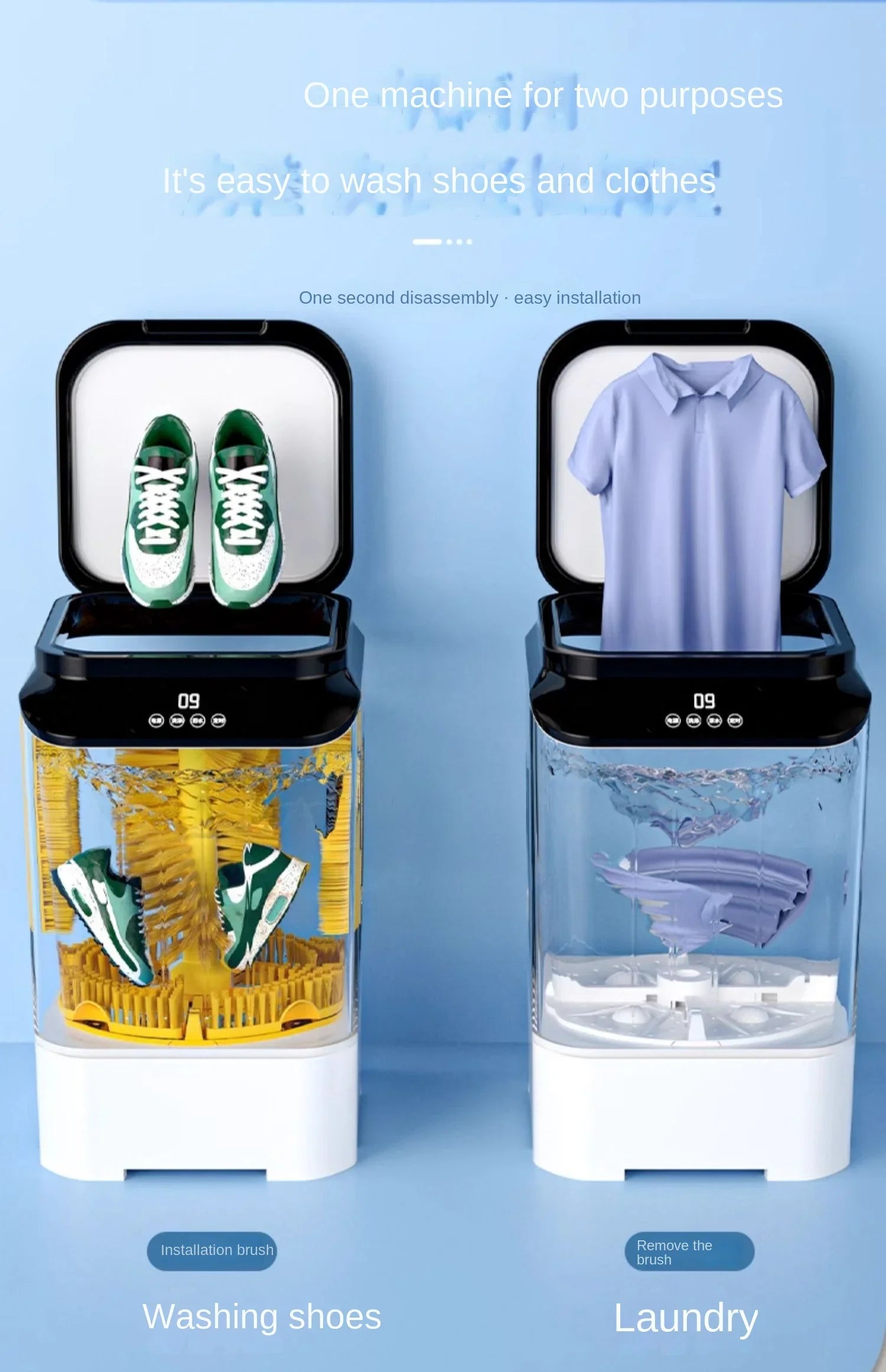 220V shoe washing machine, fully automatic washing and stripping integrated small shoe and sock dedicated washing machine BAA