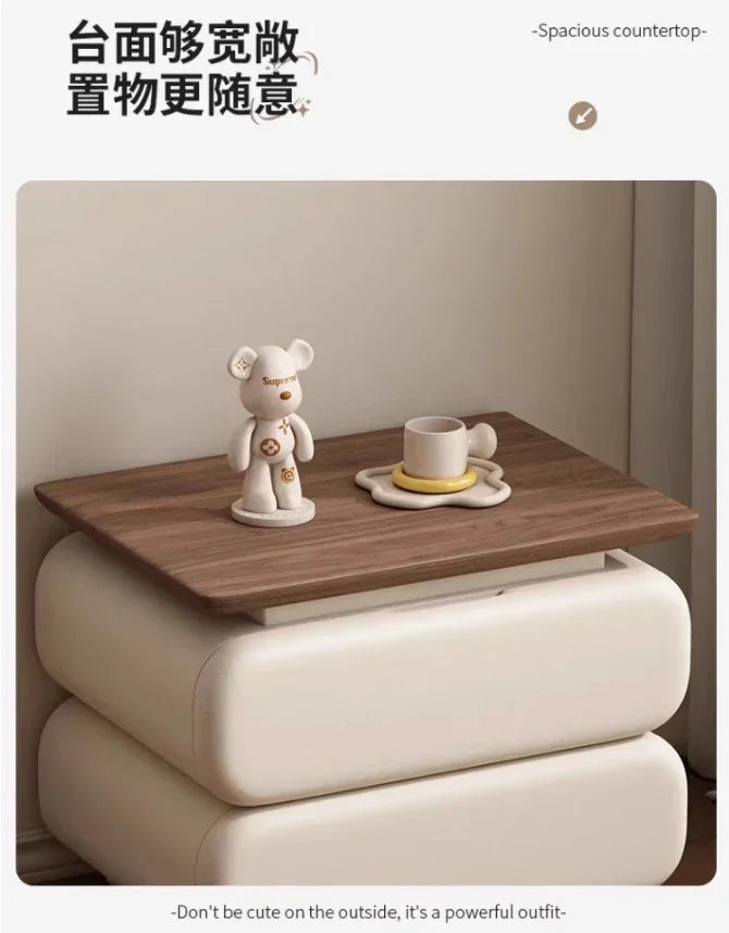 Cream Style Bedside Table Space Saving Nordic Trendy Unique Nightstands Storage Drawers Mesita De Noche Bedroom Furniture