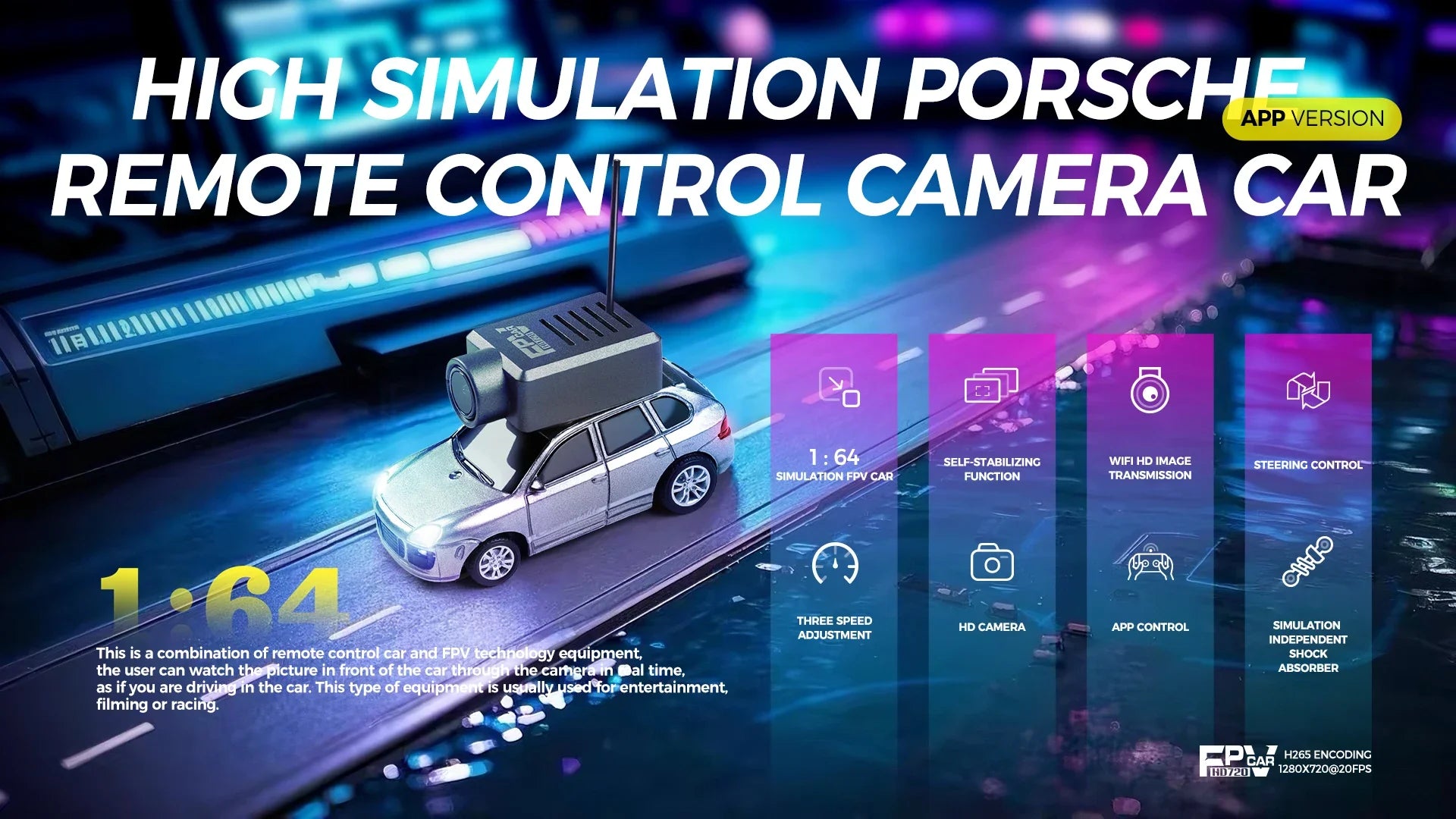 WLtoys 6401 Mini RC Cars 1:64 with 720P FPV Camera, Wifi APP Control, 2025 New RC Racing Car Toy, Kids Gifts for Boys Girls