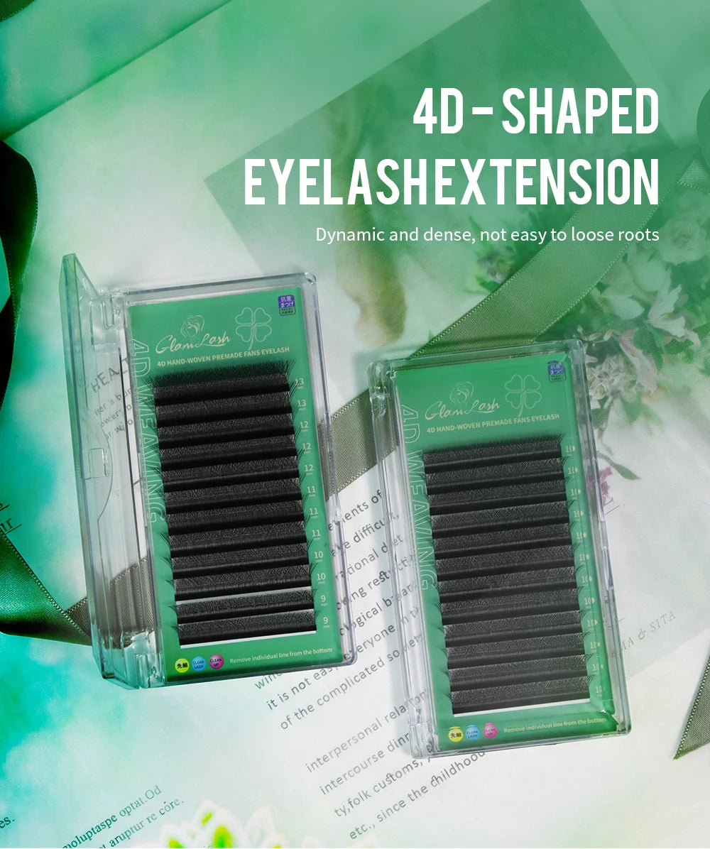 GLAMLASH 4D5D W Shaped Eyelash Extension Premade Volume Fans W Style Lashes Faux Mink Soft Easy Faning Natural Lashes