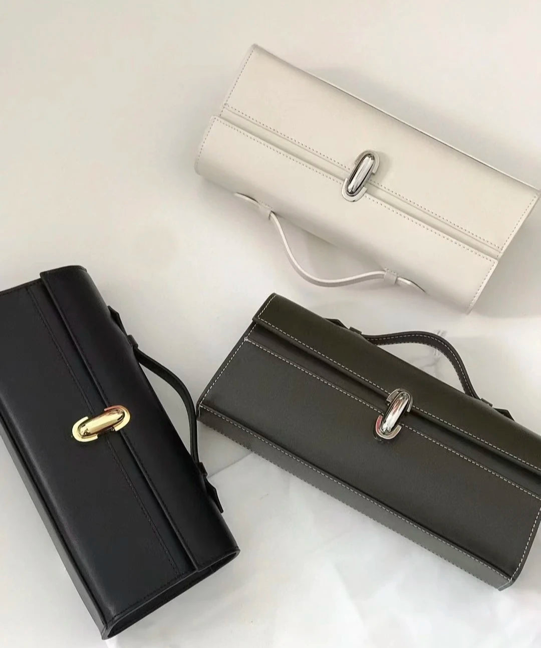 SAVETTE Brand Genuine Leather Small Square Bag Rectangular Baguette Tote Women's Simple Handbag