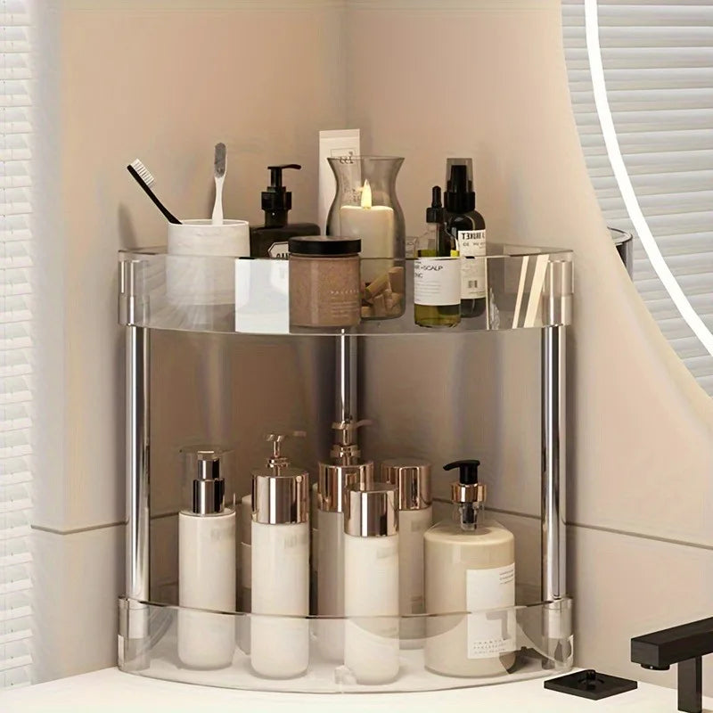 Fashion Rack Multi-Layer Transparent Bathroom Shelf Washbasin Storage Trolley Easy-Move Corner Space-Saving Toilet Rack
