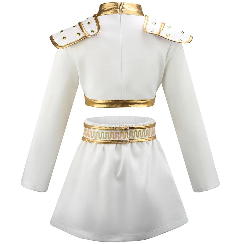 Girl Devil Hunter Pop Singer Embroidered Coat Top Shorts Tassel Necklace 4-piece Halloween Stage Set 4-12-year-old Girl Clothes