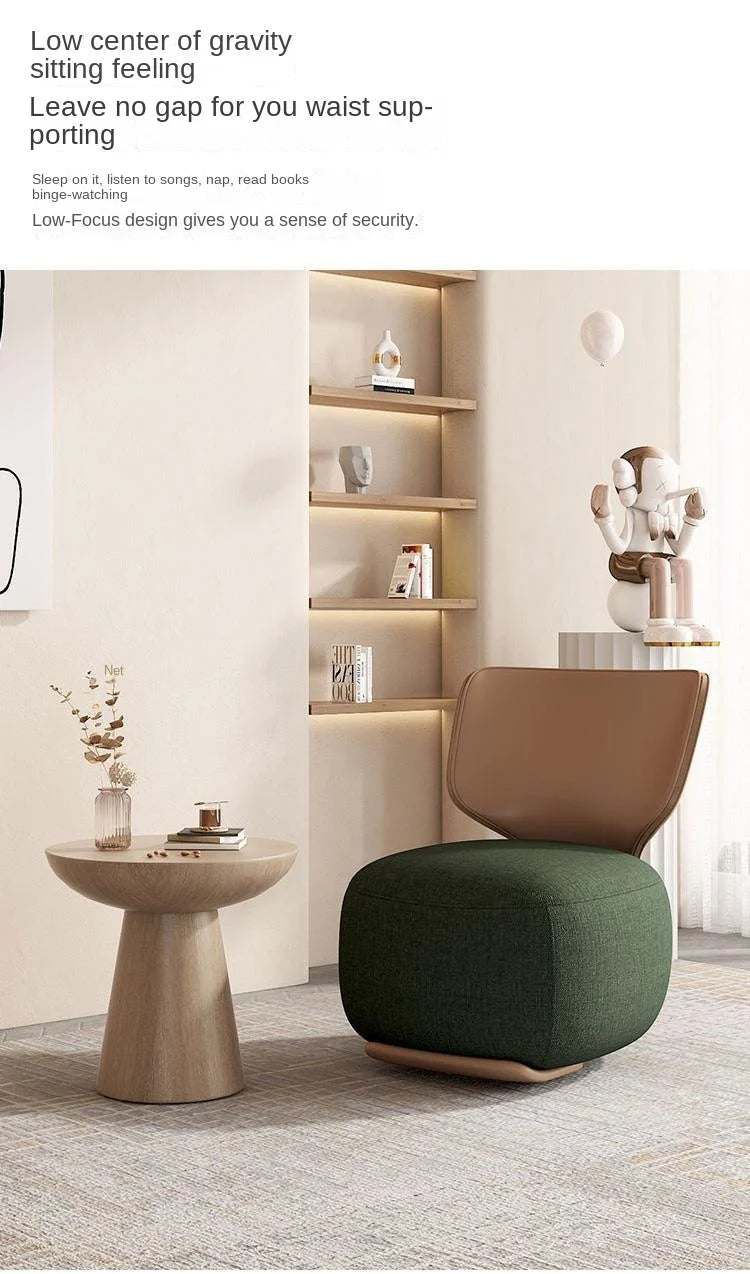 Log Light Luxury First Class Cabin Lounge Sofa Chair Nordic Living Room  Fabric Low Stool Balcony Leisure Armchair 2023 New