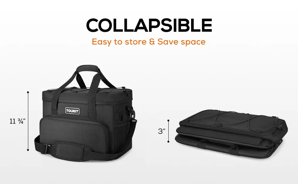 TOURIT Thermal Cooler for Drinks 14.6L 24L 32L Foldable Insulated Cooler Bag Leakproof Car Refrigerator Bag Food Delivery Bag