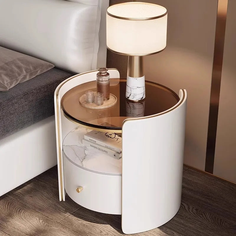 Tall Nordic Nightstands Organizer Design Beige Luxury Modern Bedside Table Space Saving Unique Szafki Nocne Furniture Home