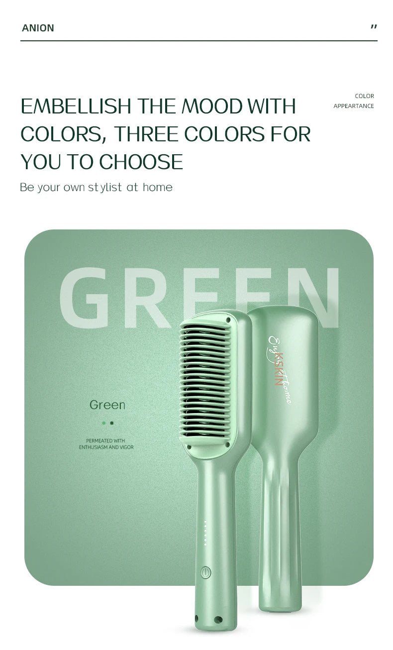 KSKIN Top Hot Sale Hair Straightener 2 in 1 Mini Brush Multifunctional Professional Hair Flat Iron Hair Comb