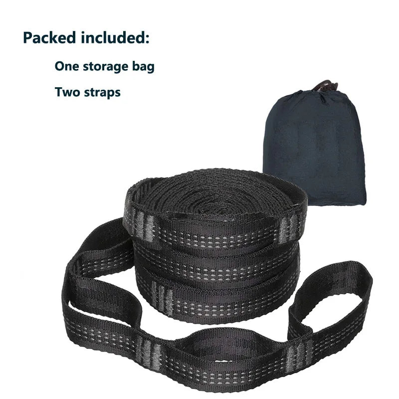 Outdoor hammock straps with more adjustable loops and ultra-length outdoor hammock straps and belts with 7075 alloy aluminum