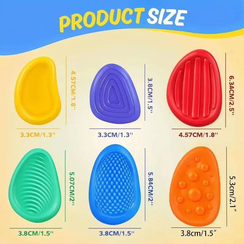 6PCS Fidget Toys Sensory Stone Set Soft Textured Worry Stones for Autism Calming Silicone Sensory Autism Toys for Anxiety Relief