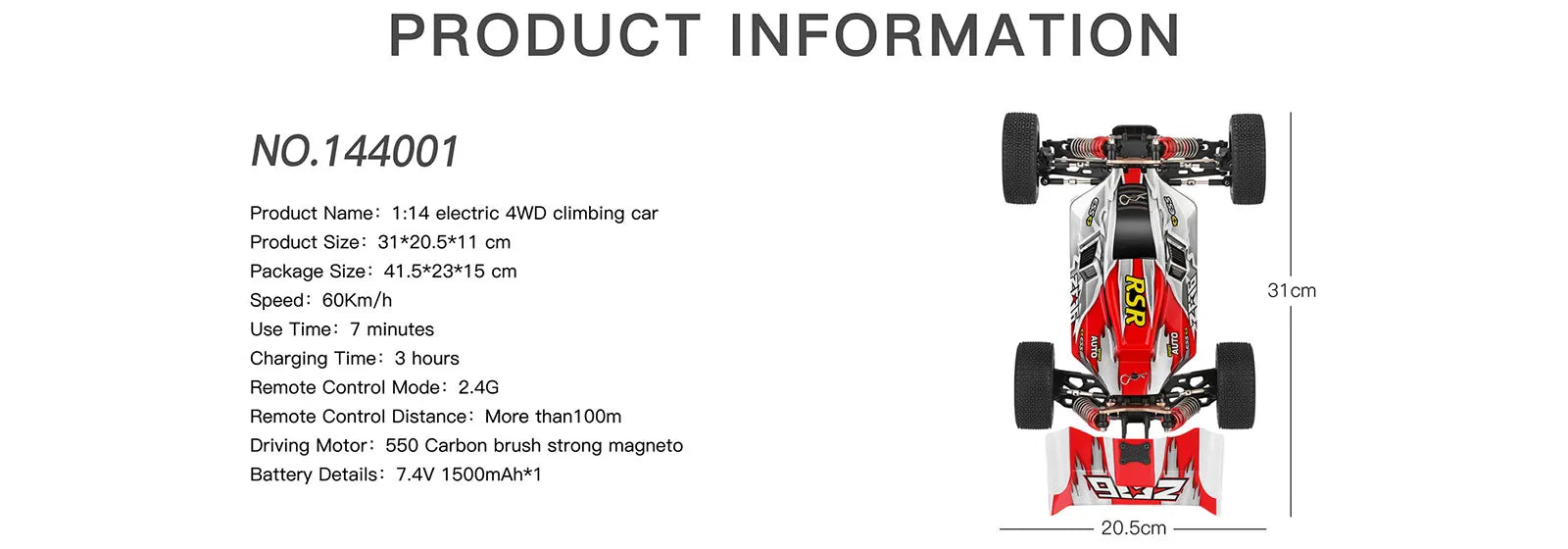WLtoys 144001 1:14 RC Racing Car 65Km/H 2.4G Remote Control High Speed Off-Road Drift Shock Absorption Adult Boys Toys Kids Gift