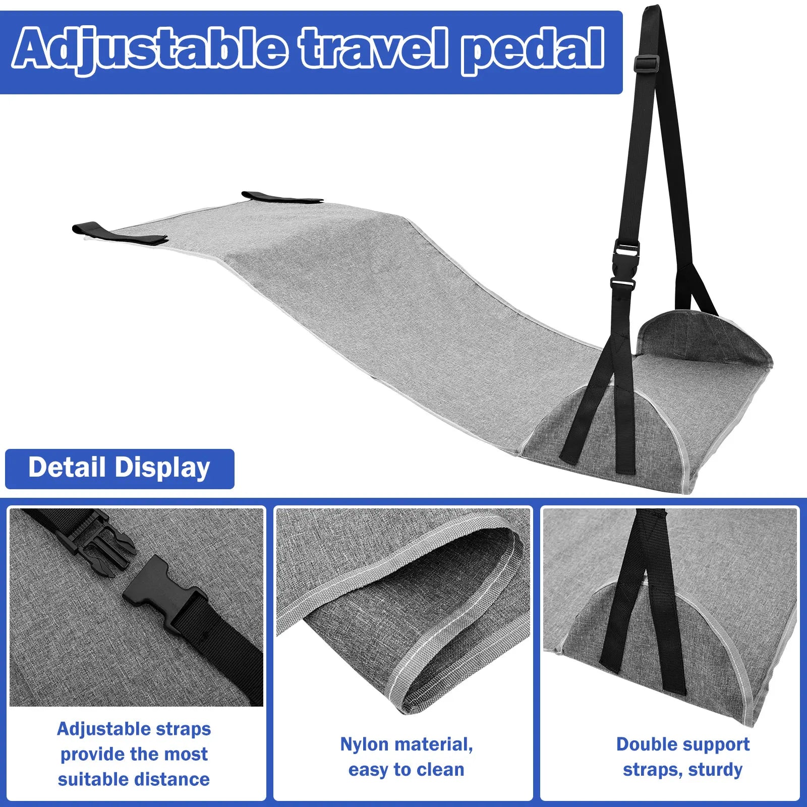 Airplane Foot Hammock Nylon Travel Foot Rest With Adjustable Strap Upgraded Comfortable Airplane Foot Sling for Travel Office