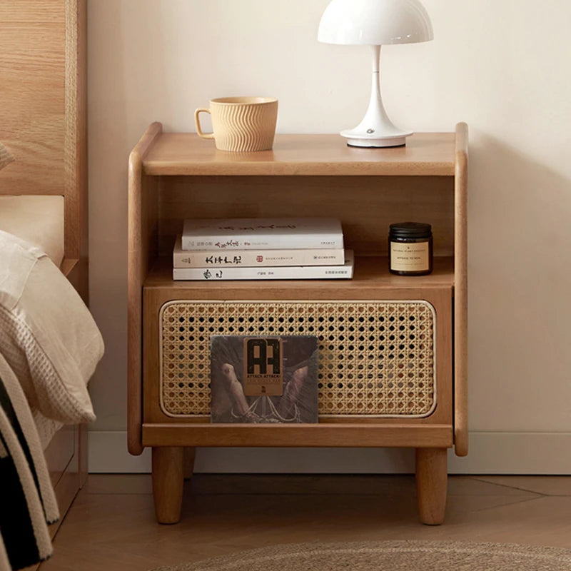 Chinese Vintage Nightstands Simple Rustic Mid Century Classic Nightstands Bedroom Hidden Storage Meubles De Chambre Furniture