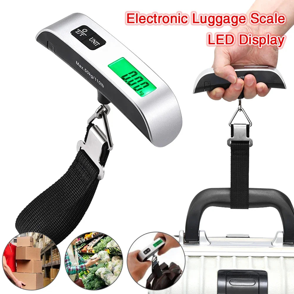 Portable Digital Luggage Hanging Scale 50kg/110lb LCD Display Electronic Scale Weight Balance Suitcase Travel Bag Scale