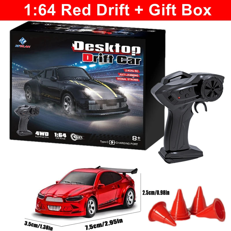 1/64 2.4G High speed Drift Rc Car 4WD Remote Control Car Four Wheel Drive Radio Controlled Mini RTR Racing Model Boy Toy Gift