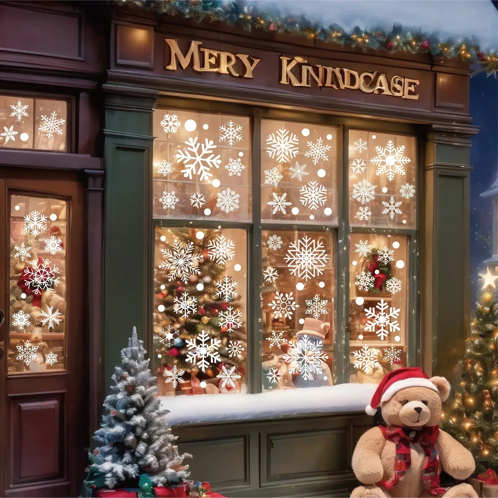 2025 Merry Christmas Decoration White Snowflake Window for Home Wall Window Sticker Ornaments Garland New Year wall stickers