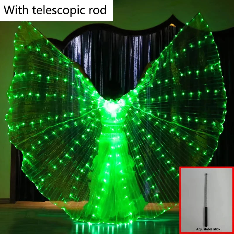 LED Luminous Butterfly Wing Belly Dancing Performance Costumes Stage Show Christmas Party Lighting Cloak Luminous Butterfly Wing