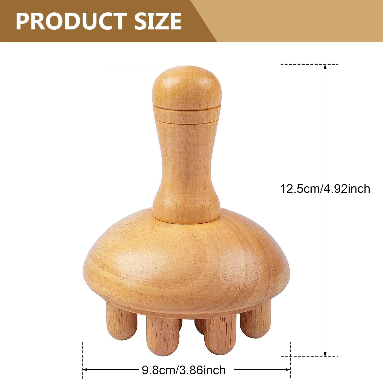 Wooden Mushroom Massager Manual Massage Tool, Wood Mushroom Massage Tools Muscle Tension Local Fat Gua Sha for Full Body Use