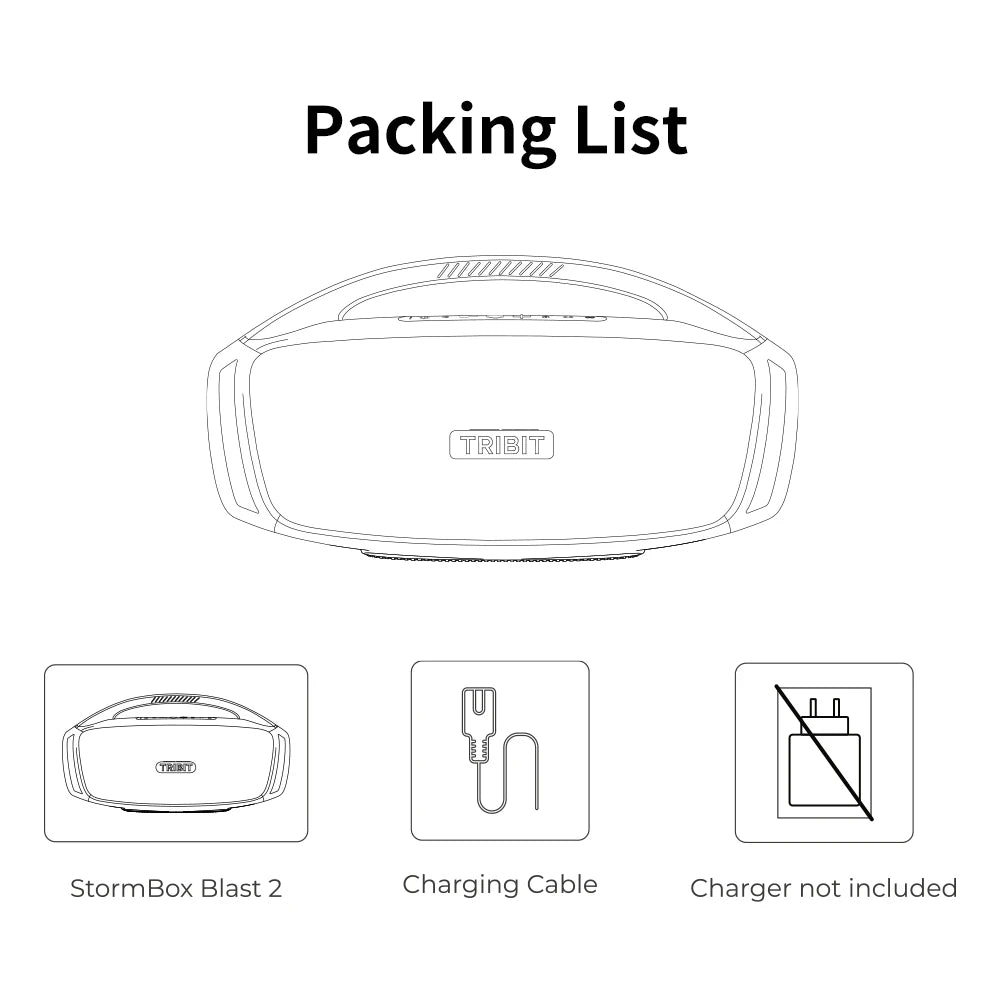 TRIBIT StormBox Blast 2 Bluetooth Speaker, 200W Power With Subwoofer Outdoor IP67 Party Speaker, 30H Playtime, LED, Mic Input