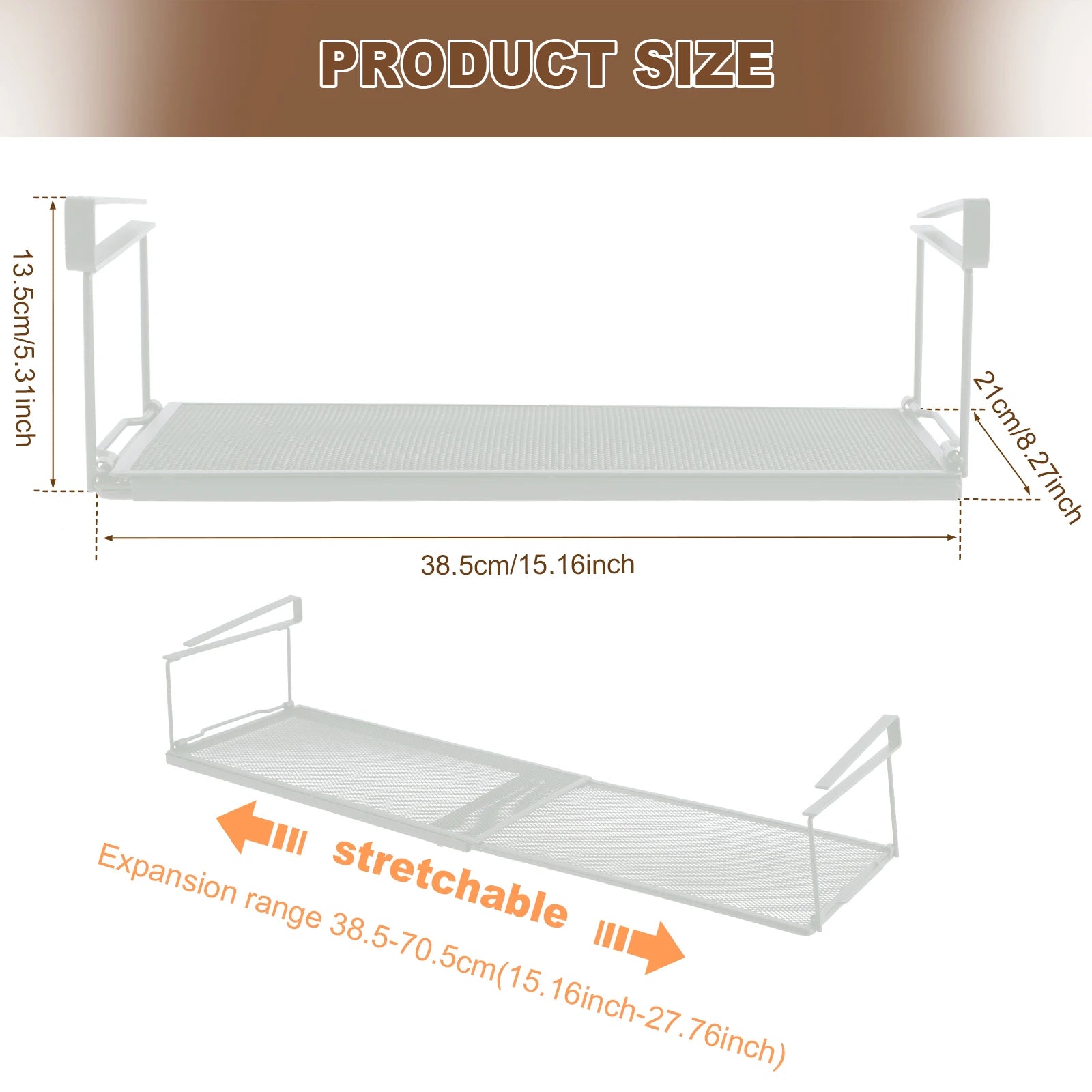 Extendable Under Cabinet Organizer Shelf Steel Under Desk Storage Rack Multipurpose Kitchen Household Hanging Storage Basket