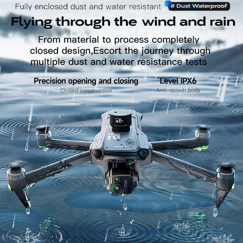 New Wing 6 Drone 8K Camera 3-Axis Gimbal WIFI Obstacle Avoidance FPV Brushless Touch Screen Remote Control Quadcopter Toys Gifts