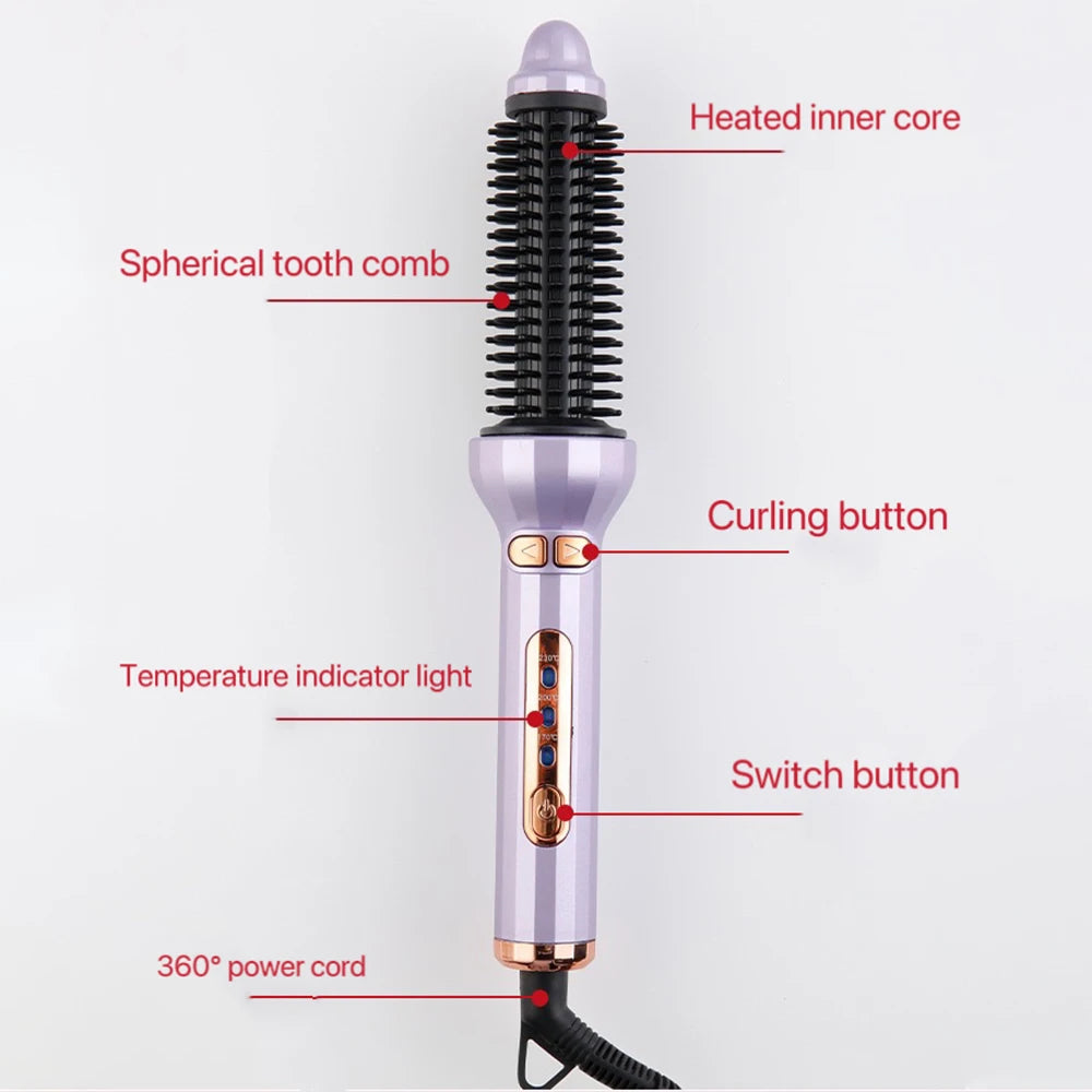 Automatic Rotating Electric Hair Brushes 2 in 1 Straightening and Curling Ionic Hot Comb Ceramics Fast Heating Anti -scalding