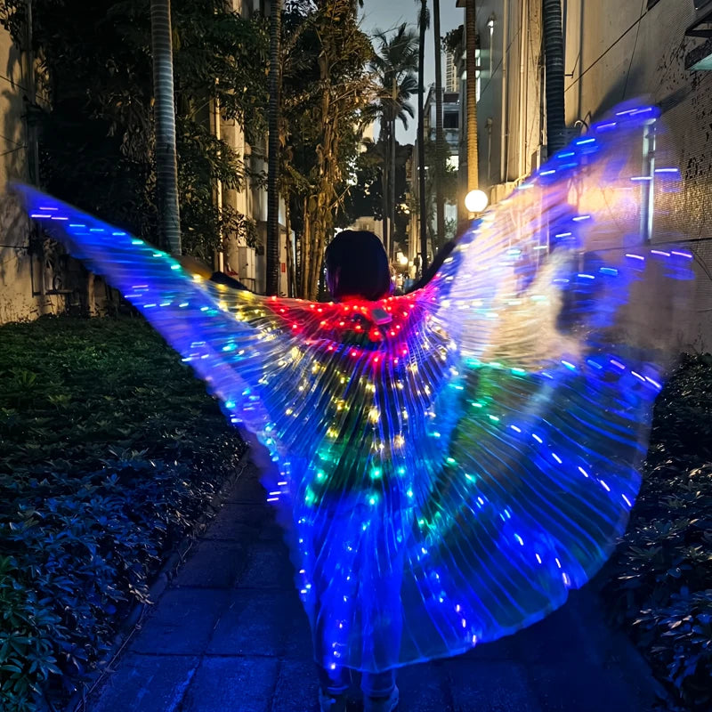 LED Luminous Butterfly Wing Belly Dancing Performance Costumes Stage Show Christmas Party Lighting Cloak Luminous Butterfly Wing