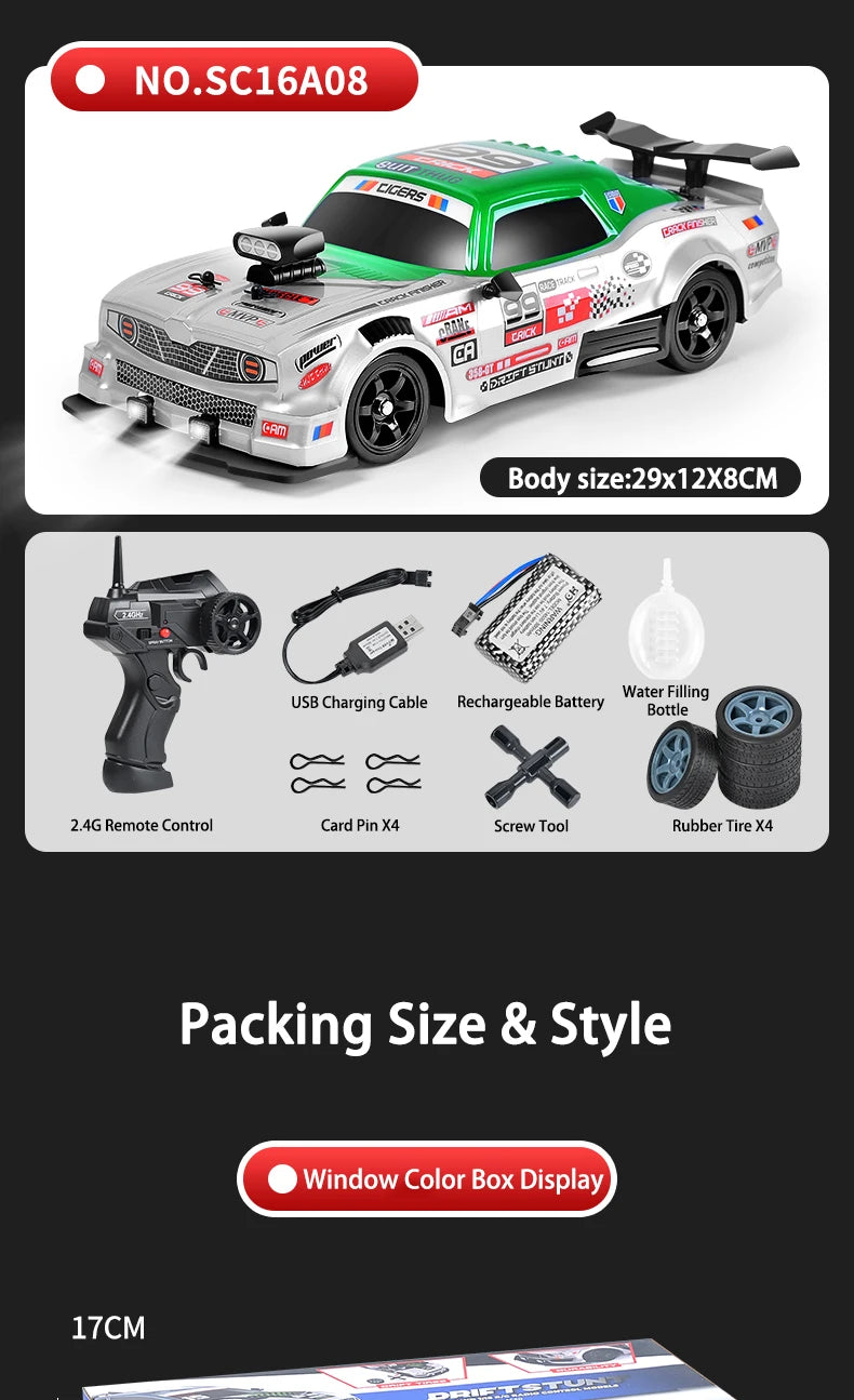 1/16 RC Car AE86 4x4 High-Speed RC Drift Cars 2.4G Remote Control Racing Vehicle 18km/h Waiting For Light Spray Toys for Boys