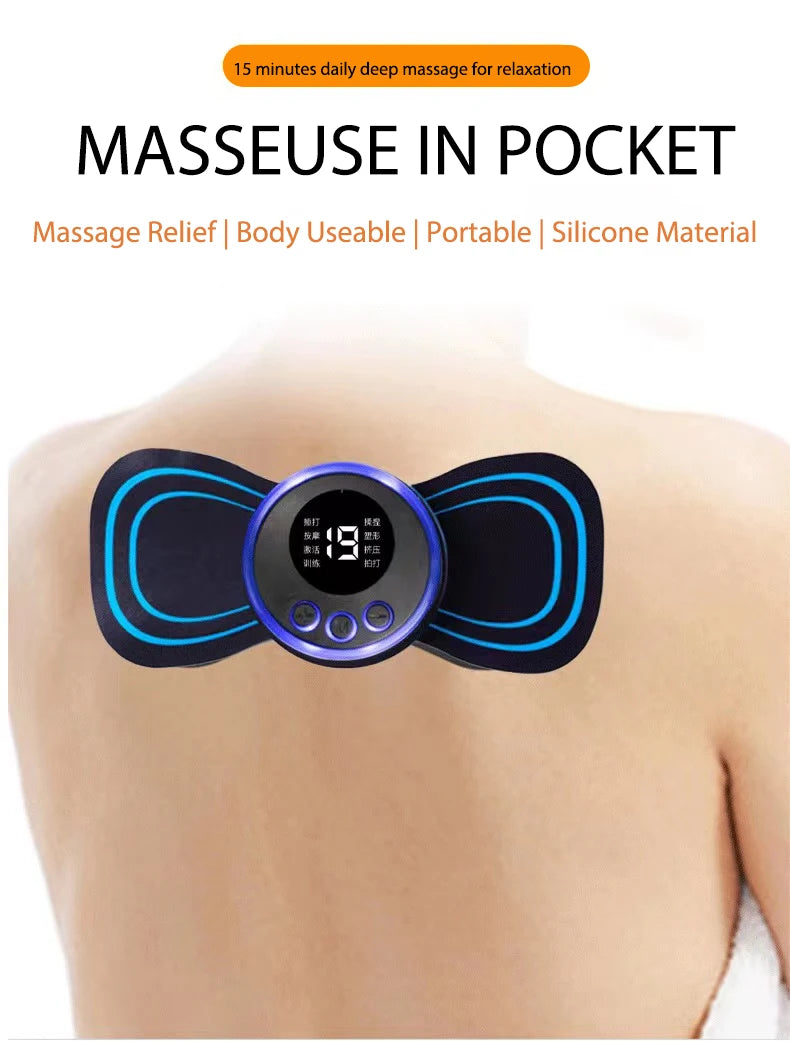 Mini Neck Massager Electric Muscle Stimulator Cervical Massage Patch Pain Relief Relaxation Tool Muscle Stimulator Patches