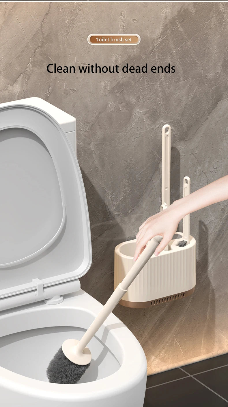 Household Toilet Brush Wall Mounted Toilet Cleaning Brush, No Angle for Comprehensive Cleaning, Suitable for Toilets, 4-in-1 Set