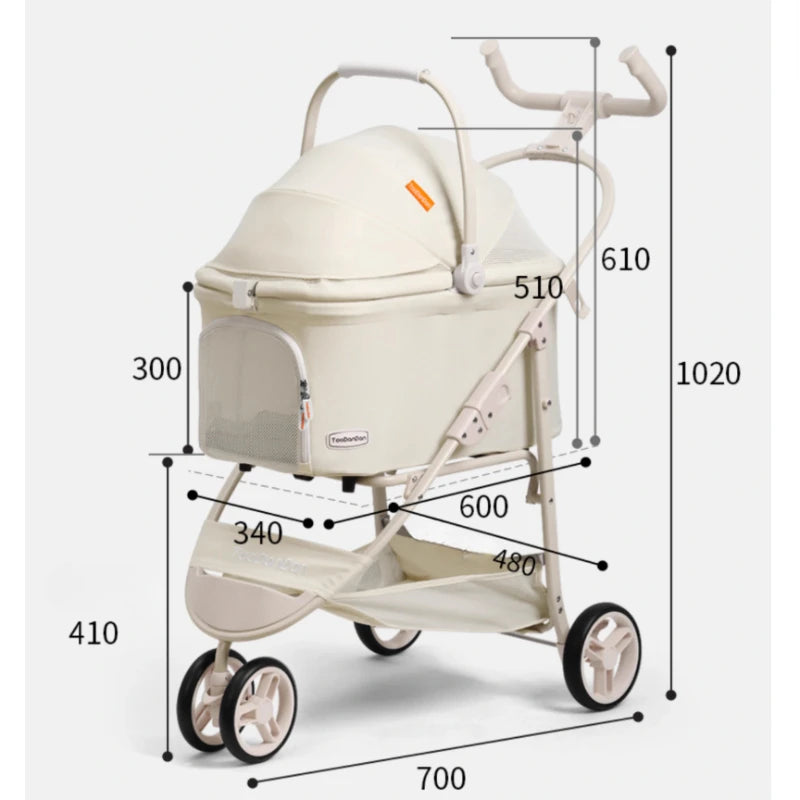 High-value Pet Stroller Lightweight and foldable Detachable Pet Stroller Car Pet Basket Outdoor Cat and Dog Travel Stroller